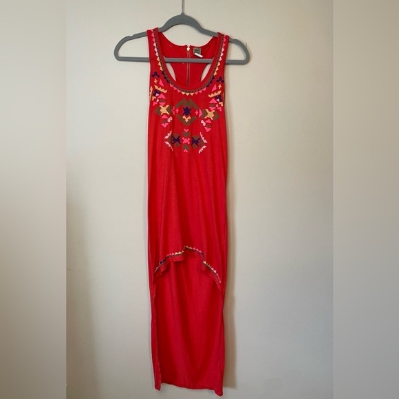 Embroidered High-Low Racerback Dress, Size Small - Picture 1 of 9